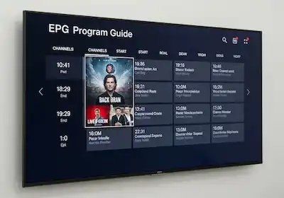 Guia de programação de canais completo em um teste IPTV grátis.